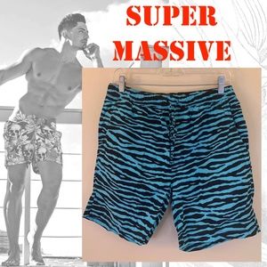 Supermassive Blue Zebra Swim Shorts Medium Nylon
